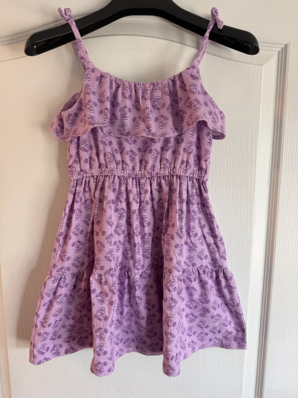Lilac Floral Ruffle-Trim Girls' Dress